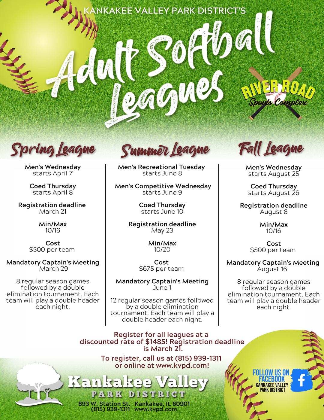 Spring Softball Coed League Apr 08, 2021 Kankakee Valley Park